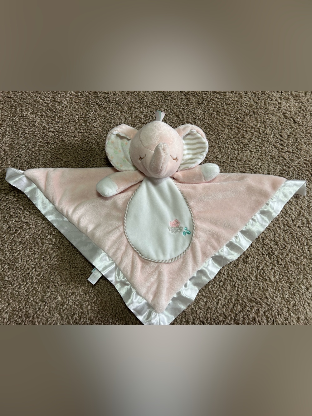 Douglas Baby White Satin-Trim Security Blanket